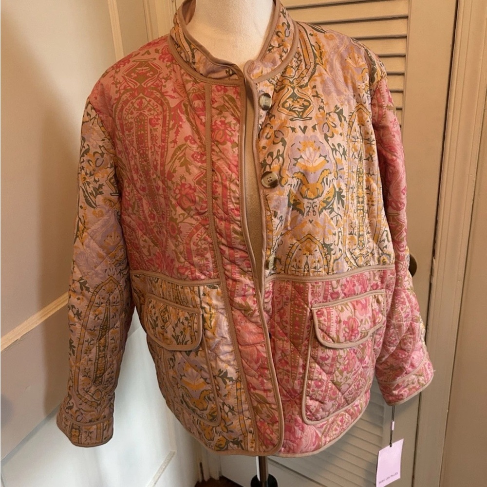 NWT Avec Les Filles size XL pink quilted jacket